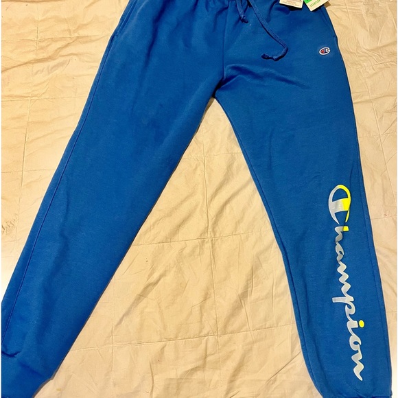 Men's Authentic Champion Powerblend Vertical Graphic Joggers (Blue) - Picture 3 of 3